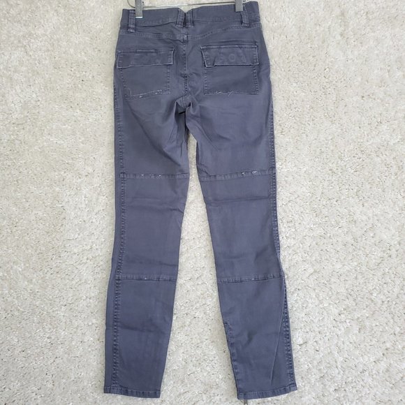 Madewell Jeans Womens 25 Gray Skinny Fatigue Military Moto Ankle Zip - Picture 5 of 14